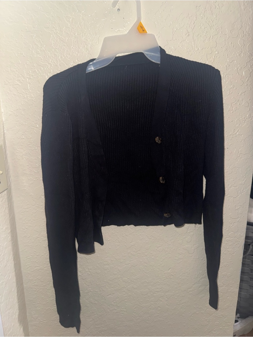 Sears Black Ribbed Button-Up Women's Cardigan